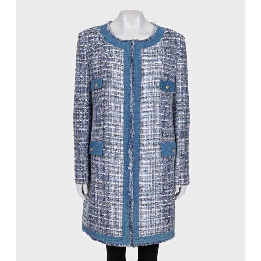 Pierre Balmain Hook-Front Cardigan - Blue, Size 40/L
